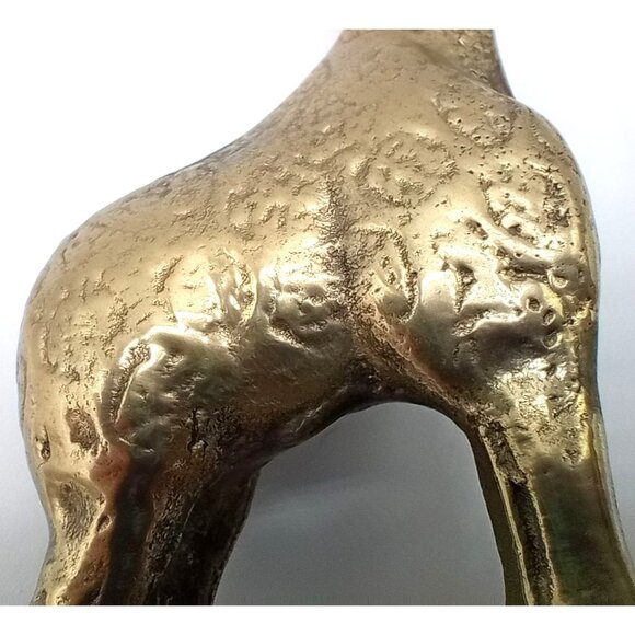 Vintage Brass Giraffe Figurine Mom and Baby 7" Mid Century Animal Sculpture - Picture 15 of 16